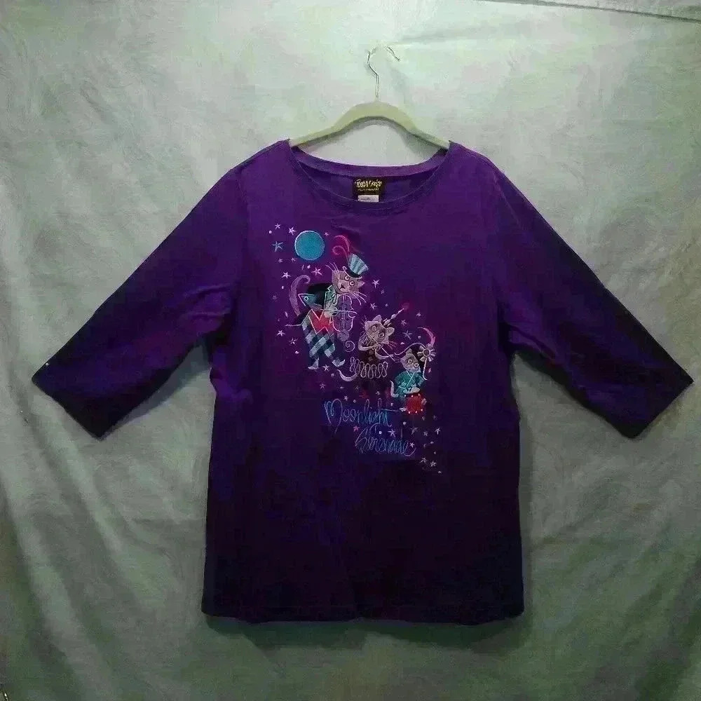 Bob Mackie  Purple Cat Motif Size XL  (Z)